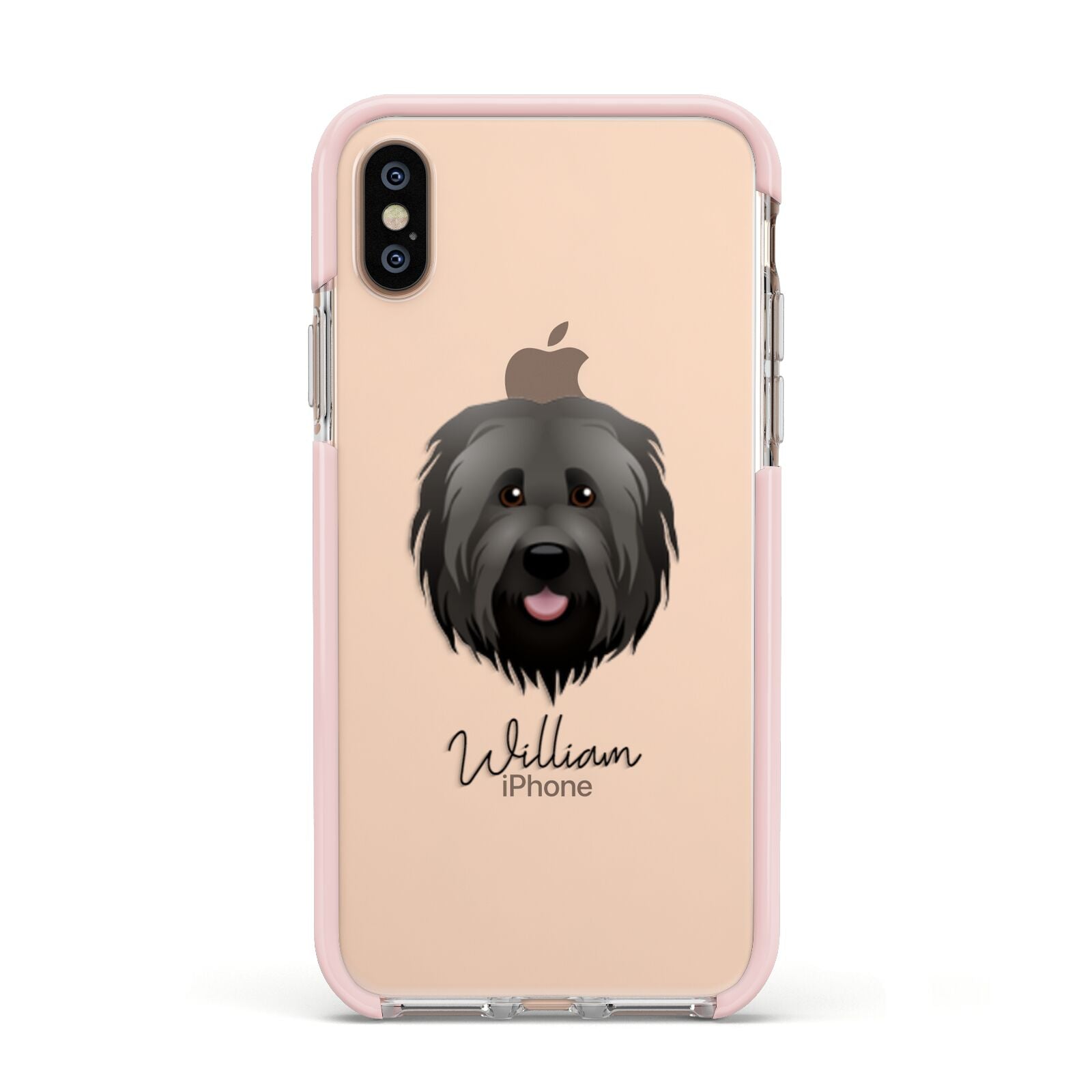 Briard Personalised Apple iPhone Xs Impact Case Pink Edge on Gold Phone
