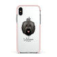 Briard Personalised Apple iPhone Xs Impact Case Pink Edge on Silver Phone