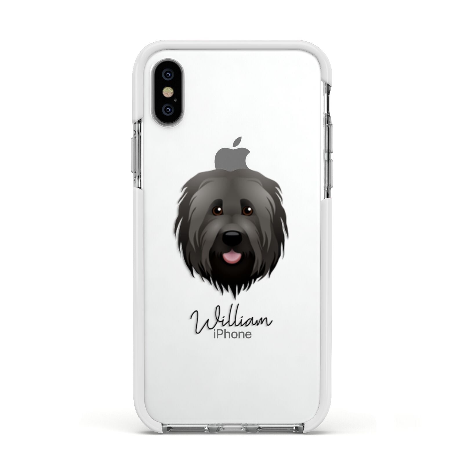 Briard Personalised Apple iPhone Xs Impact Case White Edge on Silver Phone