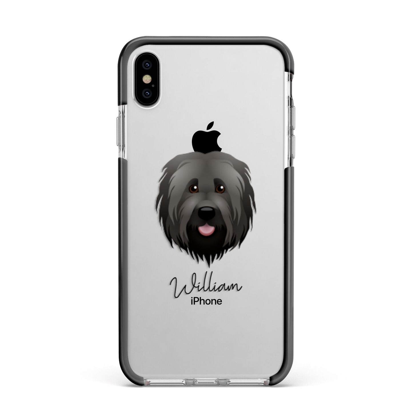 Briard Personalised Apple iPhone Xs Max Impact Case Black Edge on Silver Phone