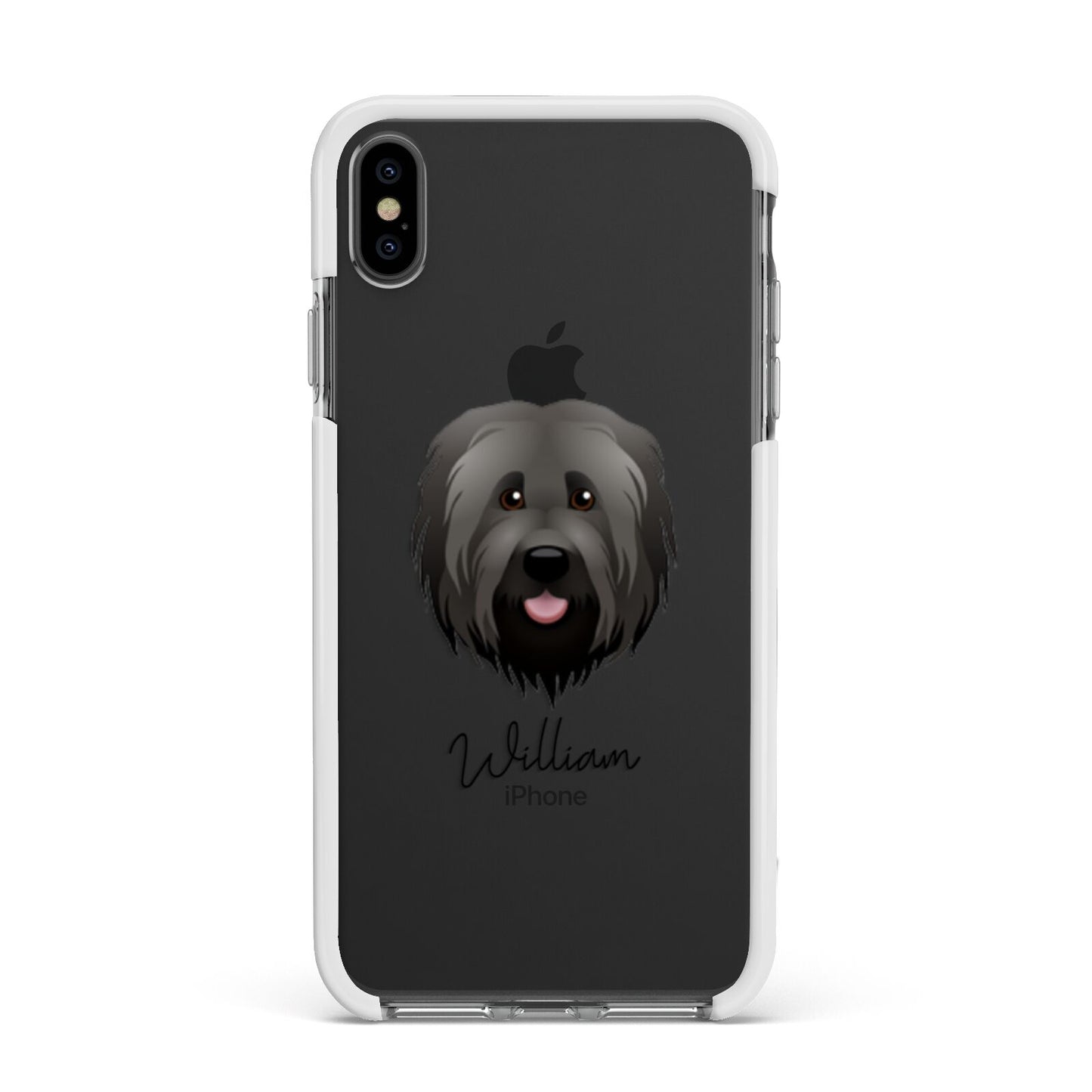 Briard Personalised Apple iPhone Xs Max Impact Case White Edge on Black Phone