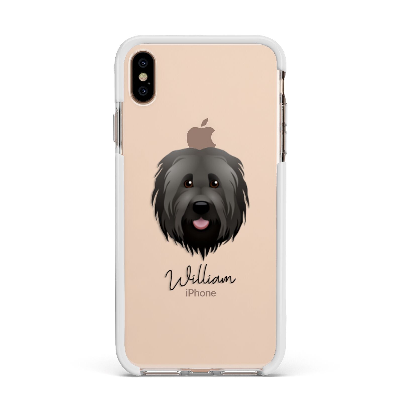 Briard Personalised Apple iPhone Xs Max Impact Case White Edge on Gold Phone