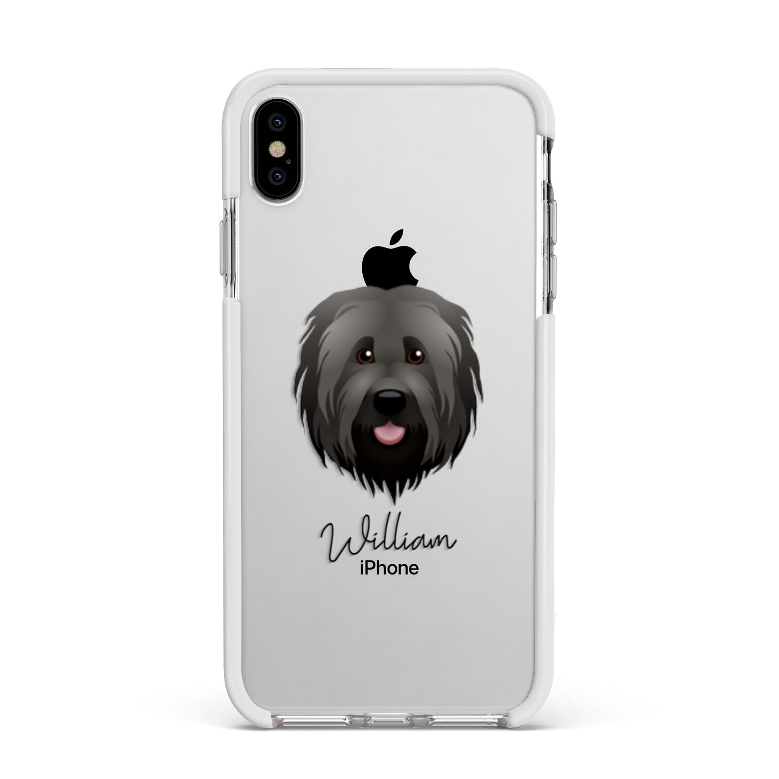 Briard Personalised Apple iPhone Xs Max Impact Case White Edge on Silver Phone