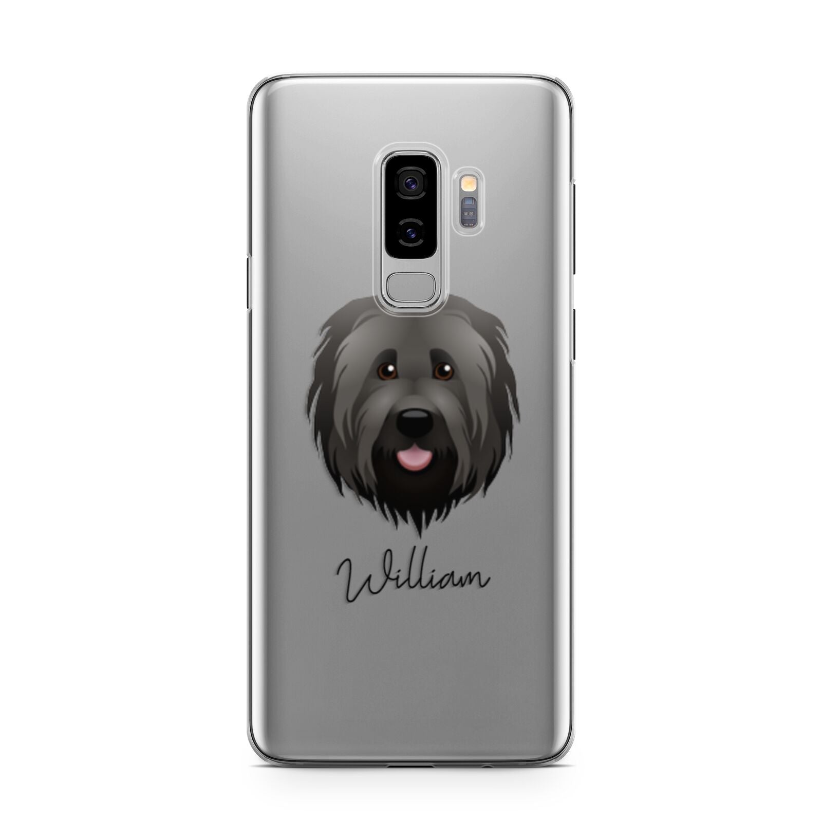 Briard Personalised Samsung Galaxy S9 Plus Case on Silver phone