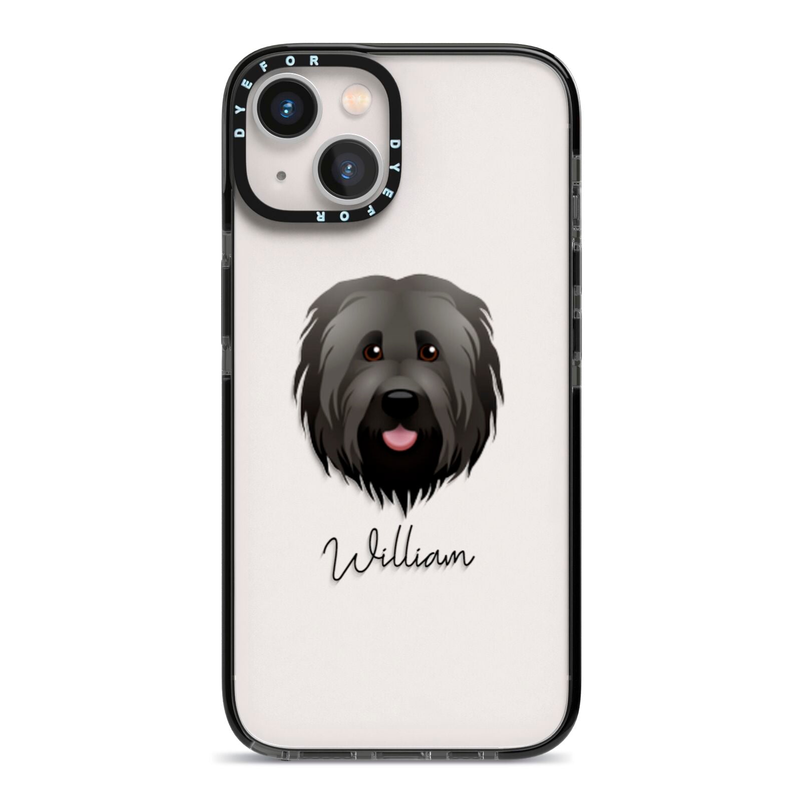 Briard Personalised iPhone 13 Black Impact Case on Silver phone