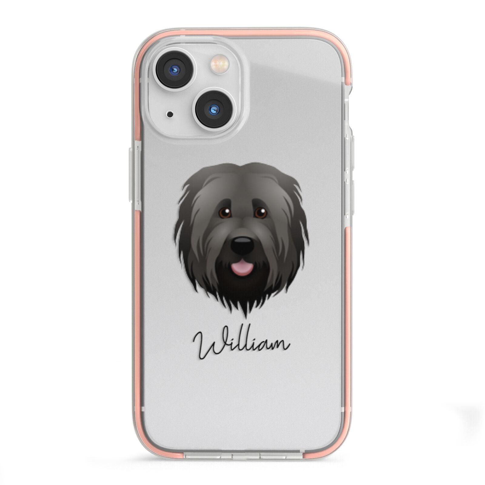 Briard Personalised iPhone 13 Mini TPU Impact Case with Pink Edges