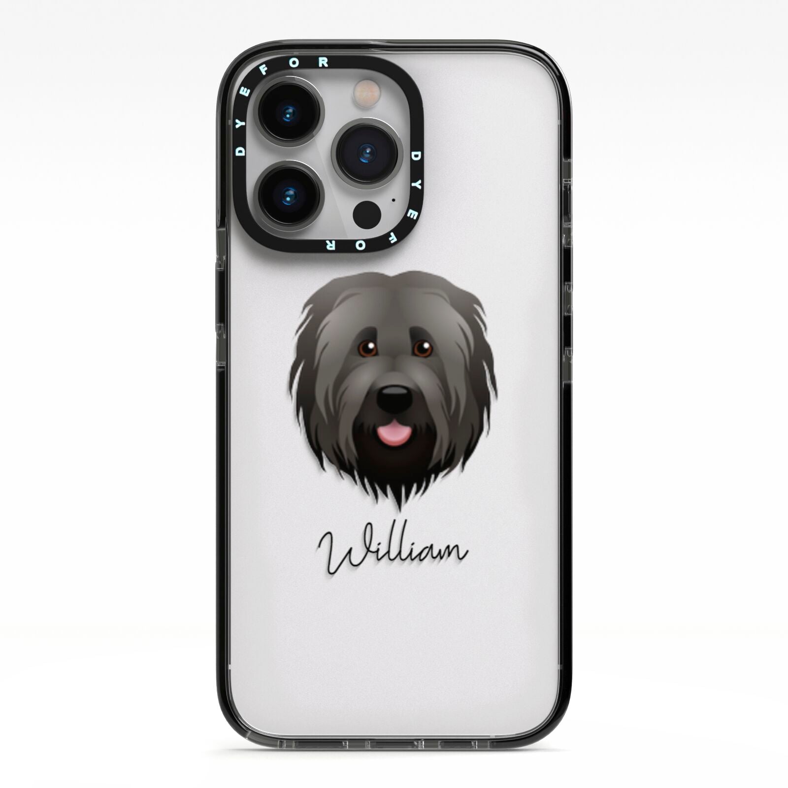 Briard Personalised iPhone 13 Pro Black Impact Case on Silver phone