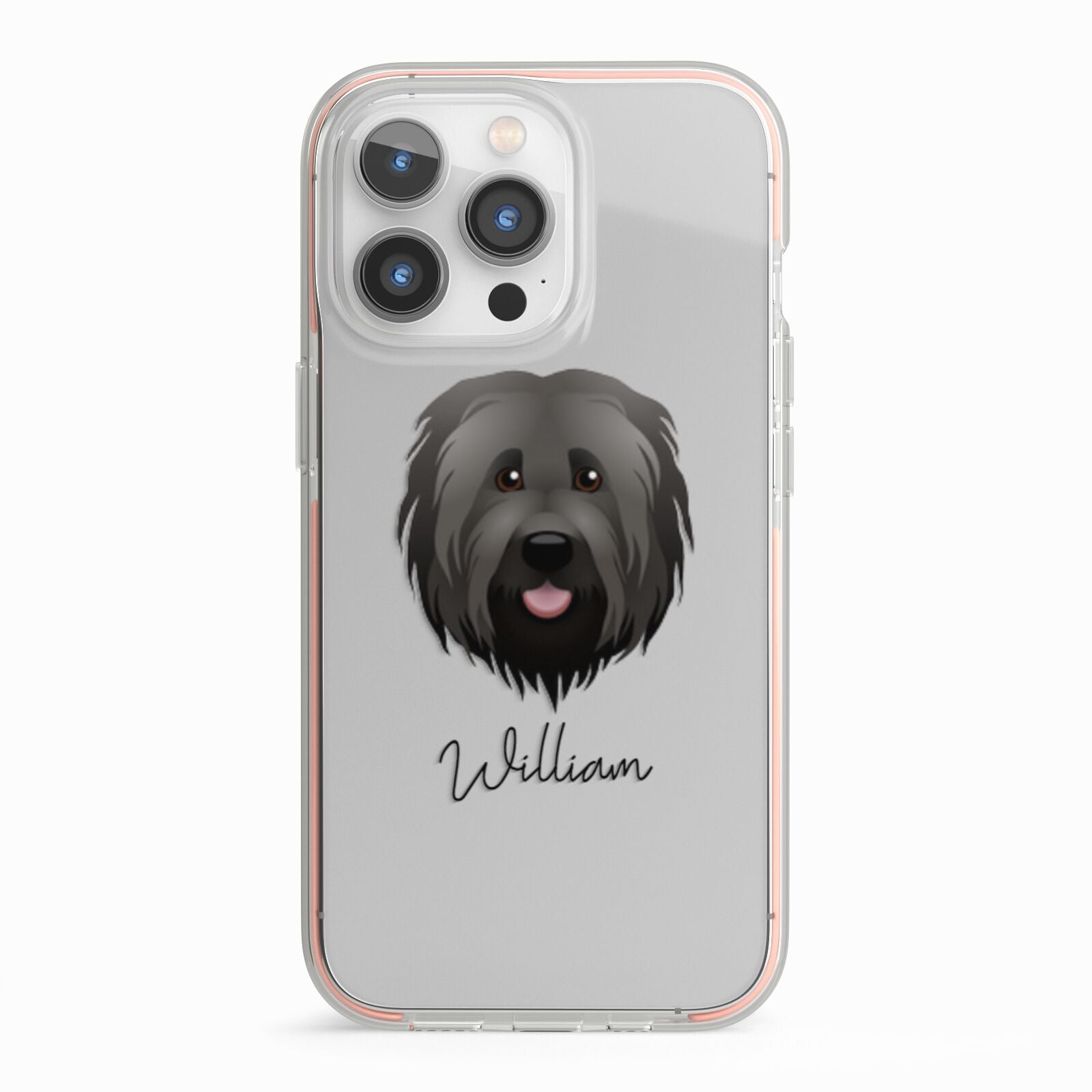 Briard Personalised iPhone 13 Pro TPU Impact Case with Pink Edges