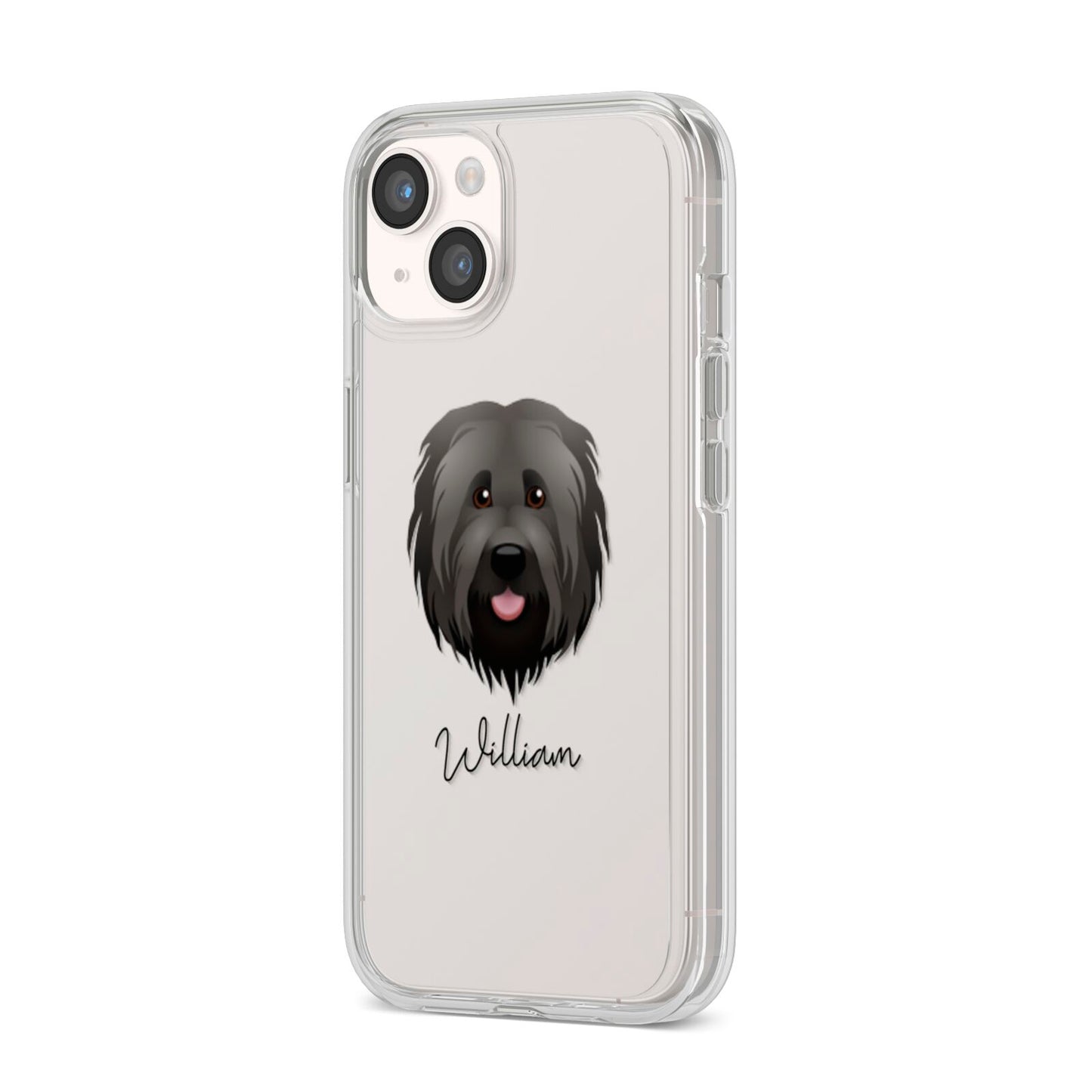 Briard Personalised iPhone 14 Clear Tough Case Starlight Angled Image