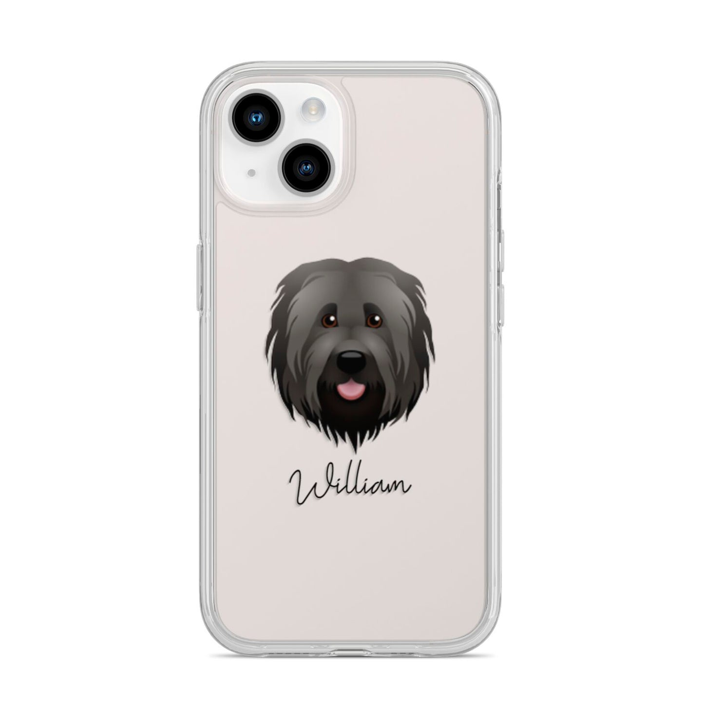 Briard Personalised iPhone 14 Clear Tough Case Starlight