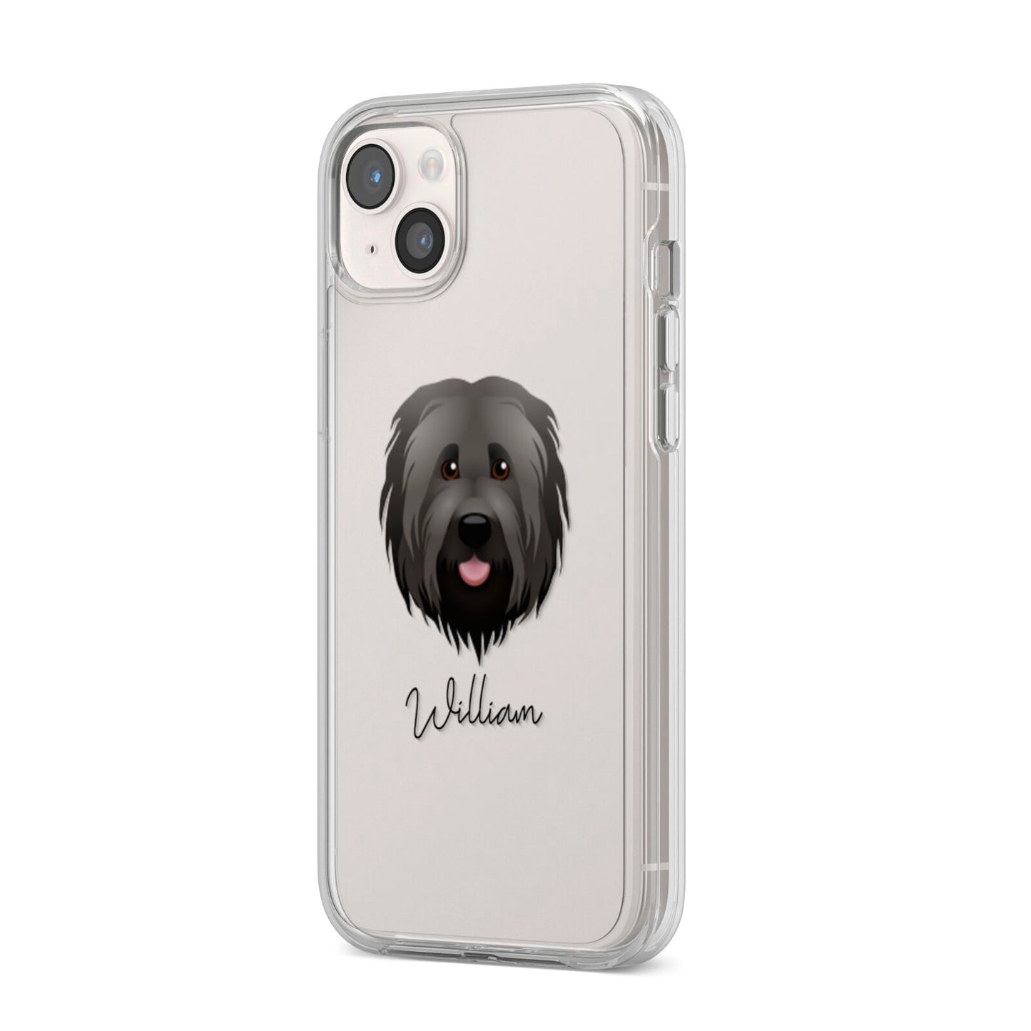 Briard Personalised iPhone 14 Plus Clear Tough Case Starlight Angled Image