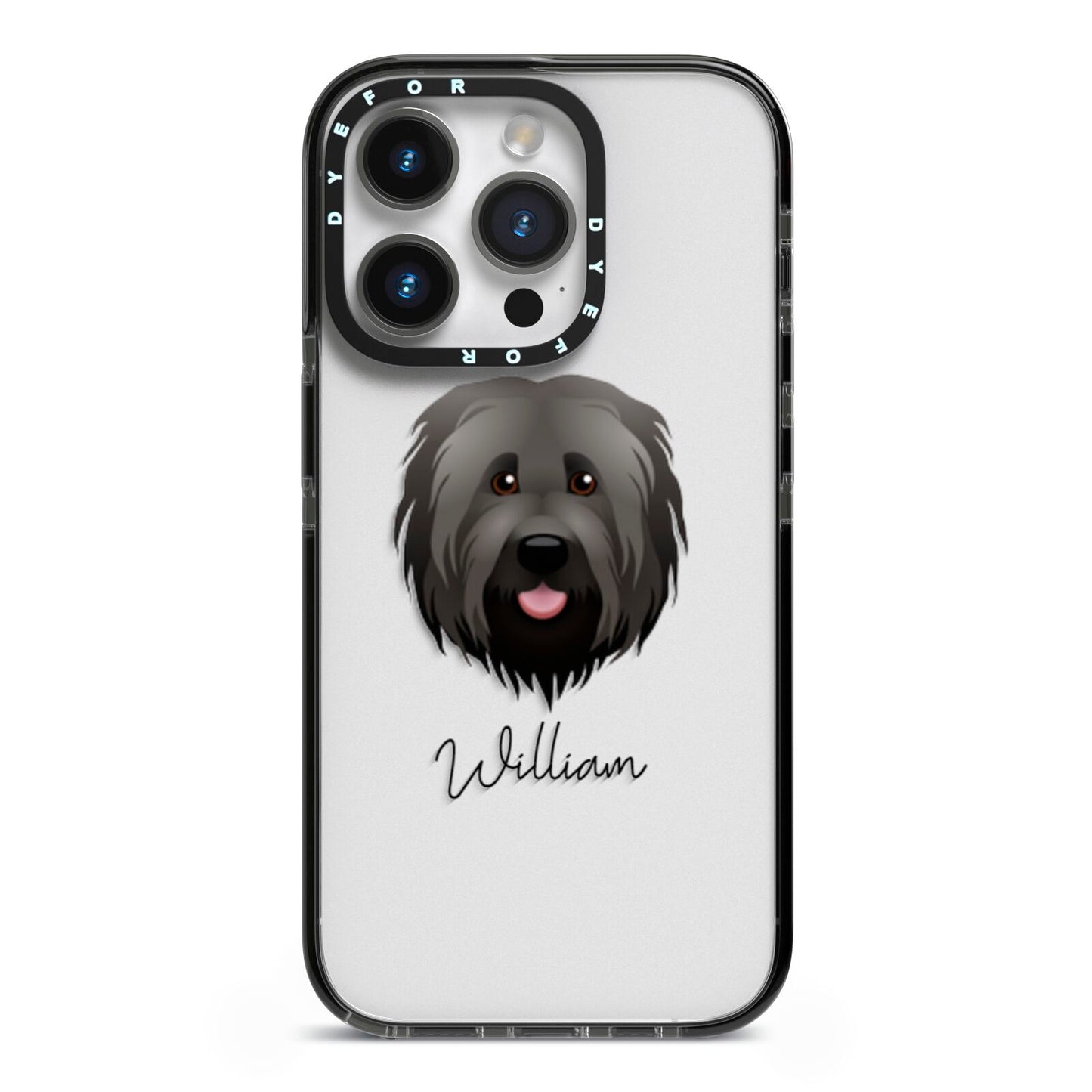 Briard Personalised iPhone 14 Pro Black Impact Case on Silver phone