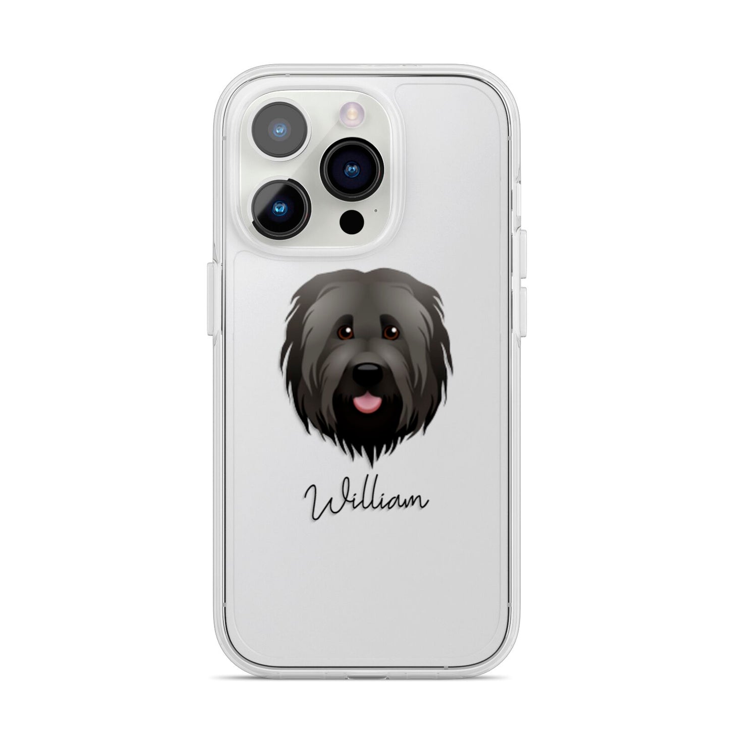 Briard Personalised iPhone 14 Pro Clear Tough Case Silver