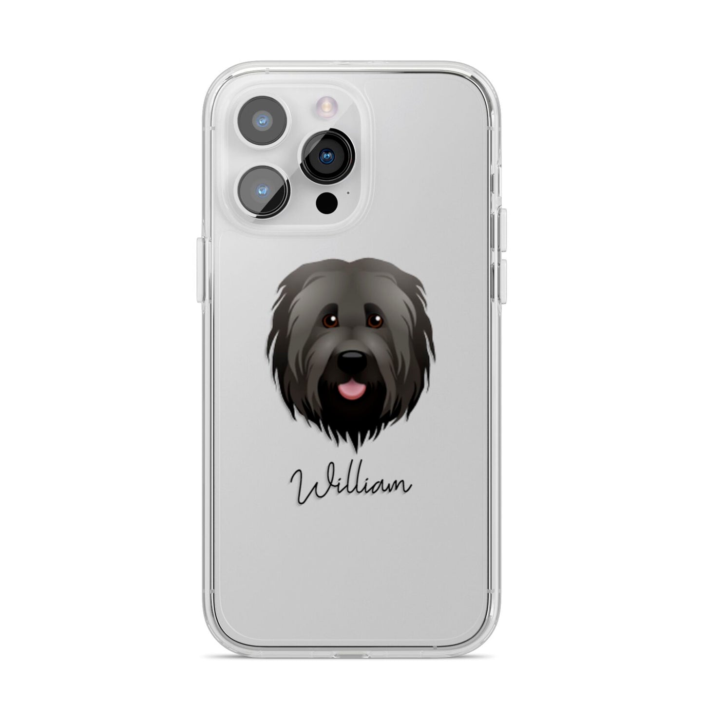 Briard Personalised iPhone 14 Pro Max Clear Tough Case Silver