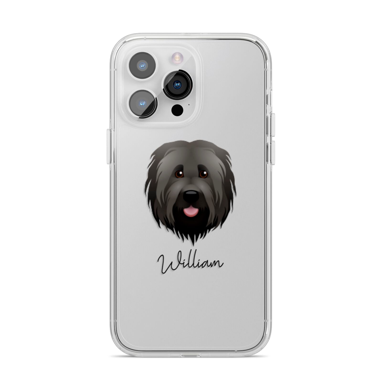 Briard Personalised iPhone 14 Pro Max Clear Tough Case Silver