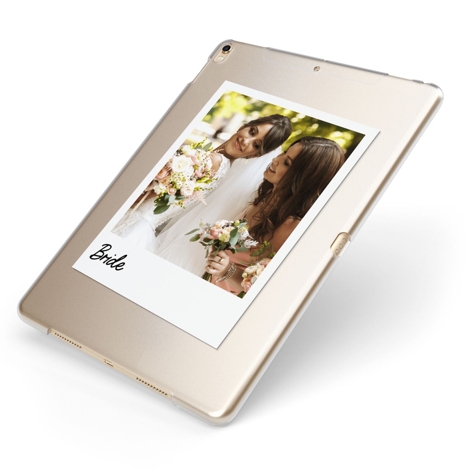 Bridal Photo Apple iPad Case on Gold iPad Side View