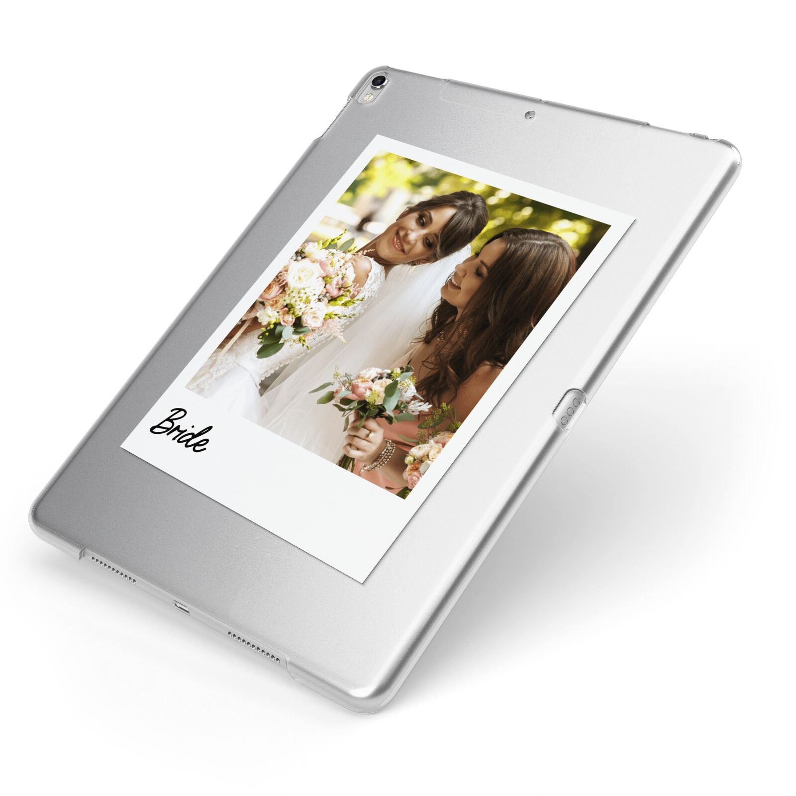 Bridal Photo Apple iPad Case on Silver iPad Side View