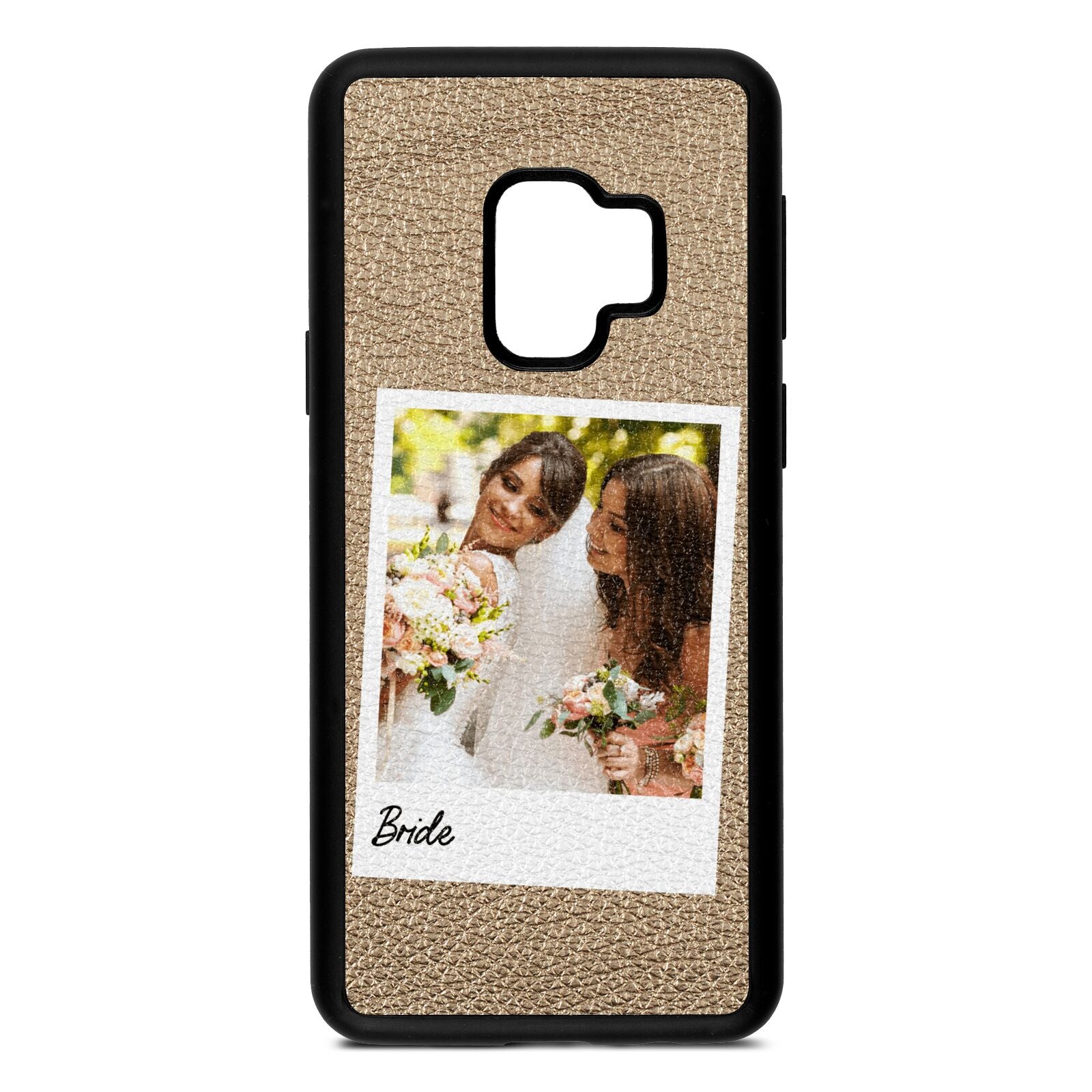 Bridal Photo Gold Pebble Leather Samsung S9 Case