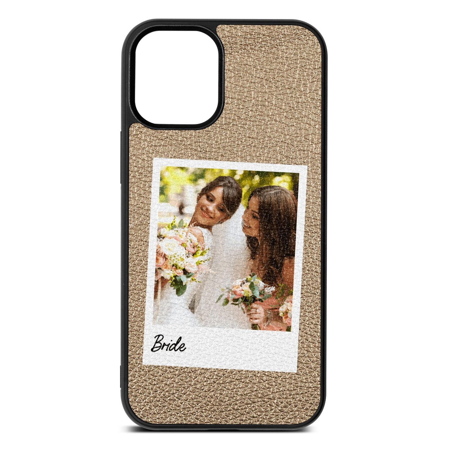 Bridal Photo Gold Pebble Leather iPhone 12 Mini Case
