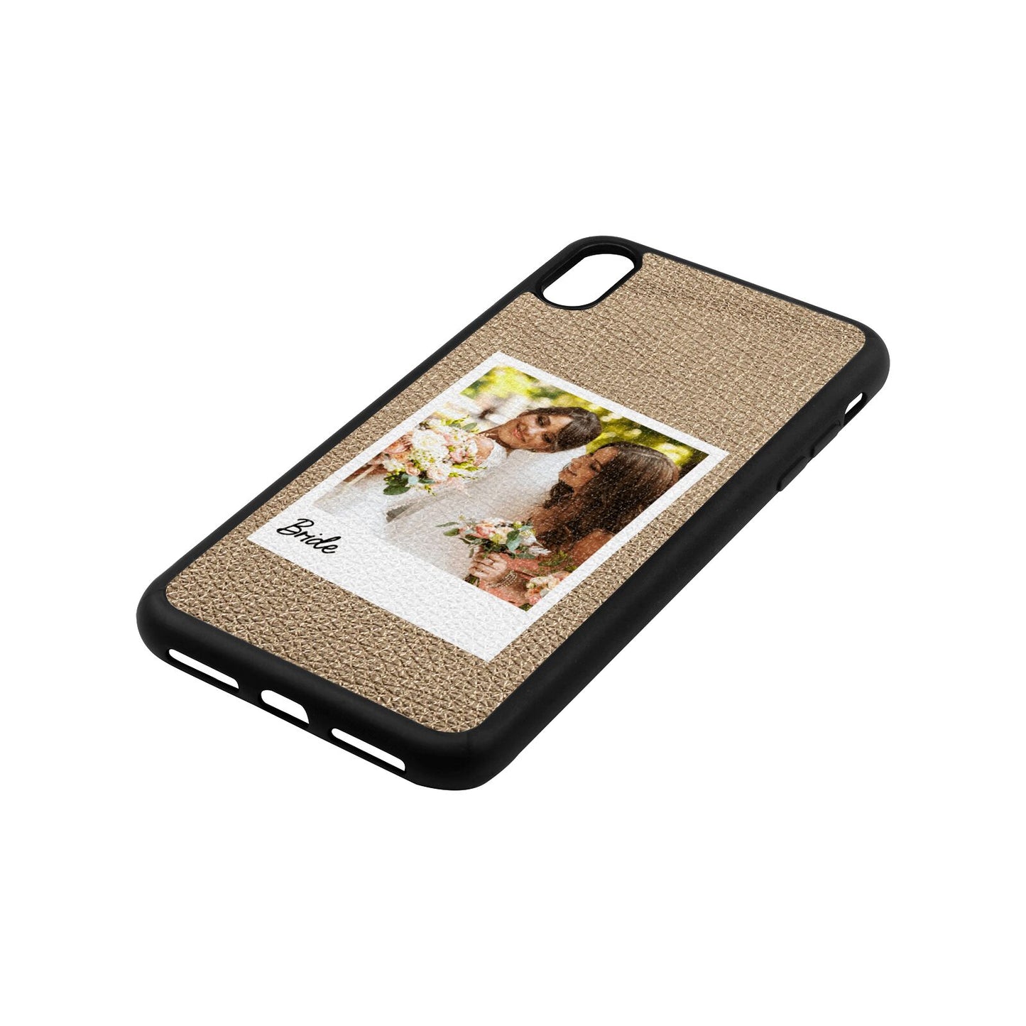 Bridal Photo Gold Pebble Leather iPhone Xs Max Case Side Angle