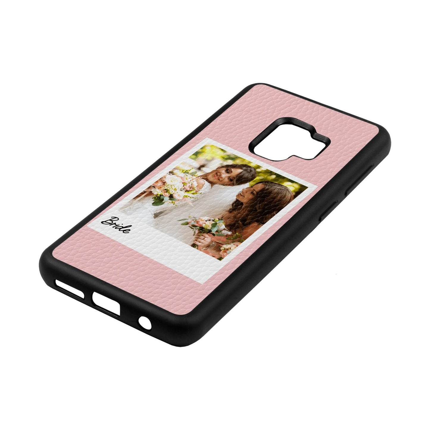 Bridal Photo Pink Pebble Leather Samsung S9 Case Side Angle