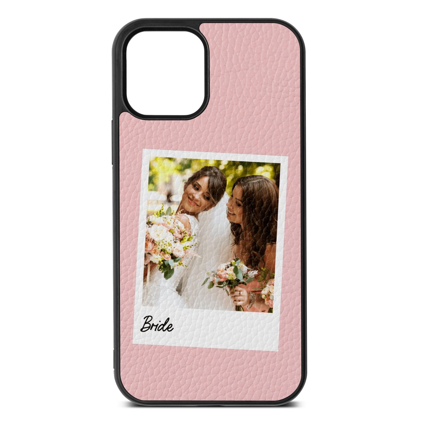 Bridal Photo Pink Pebble Leather iPhone 12 Case