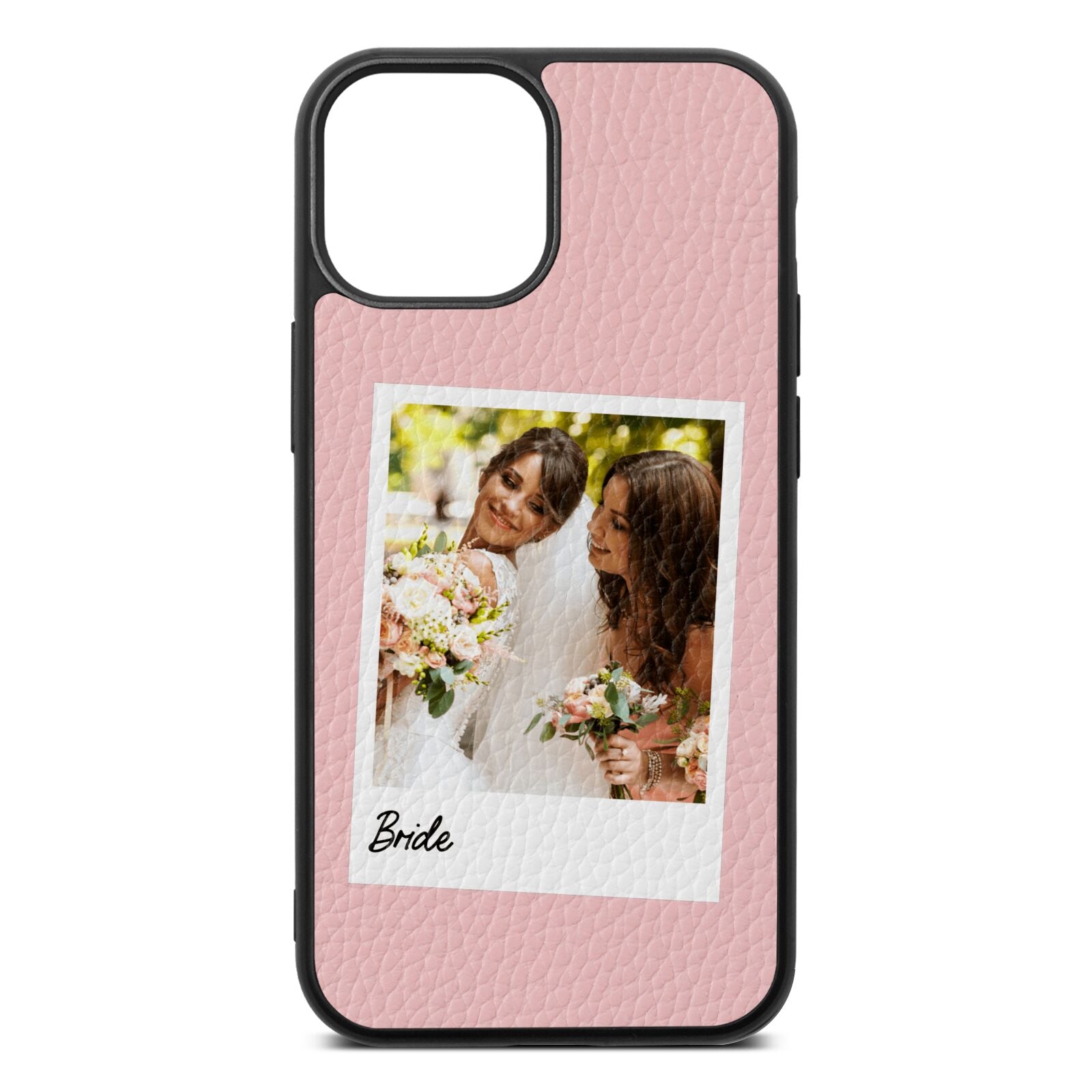 Bridal Photo Pink Pebble Leather iPhone 13 Mini Case