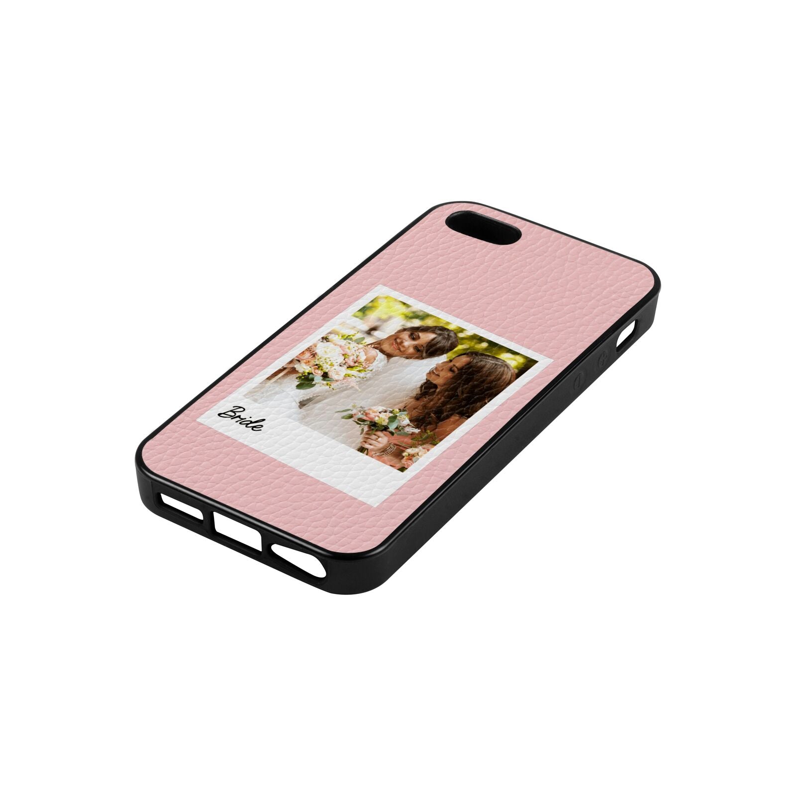 Bridal Photo Pink Pebble Leather iPhone 5 Case Side Angle