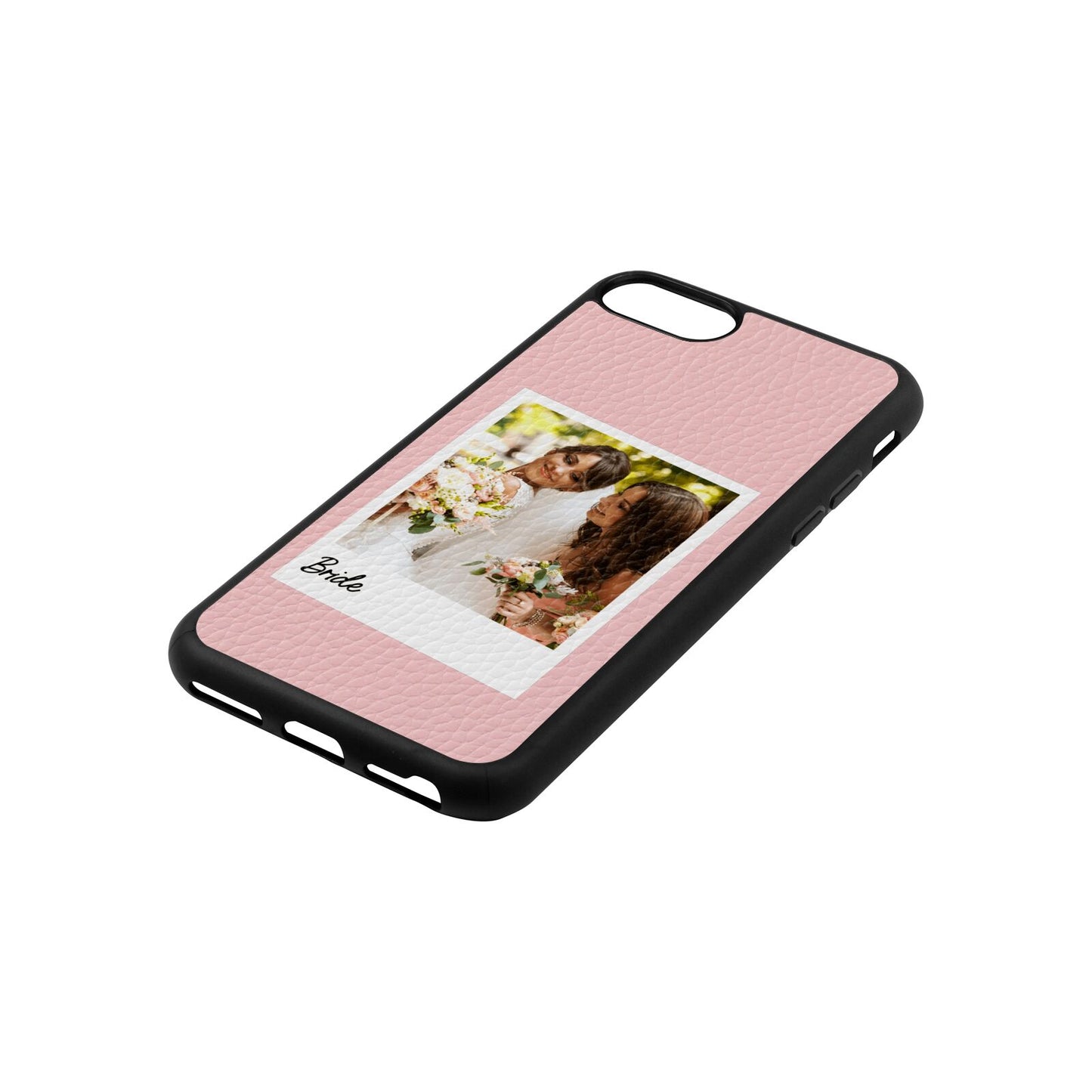 Bridal Photo Pink Pebble Leather iPhone 8 Case Side Angle