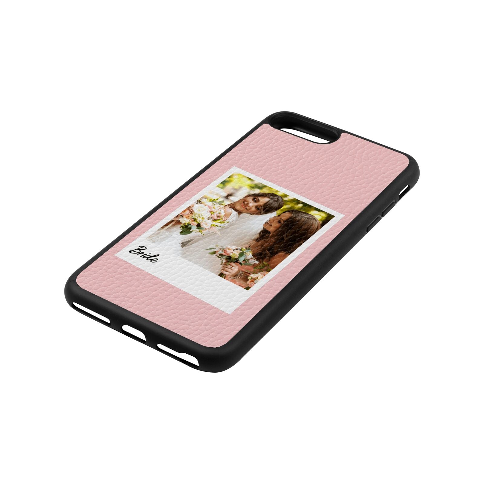 Bridal Photo Pink Pebble Leather iPhone 8 Plus Case Side Angle