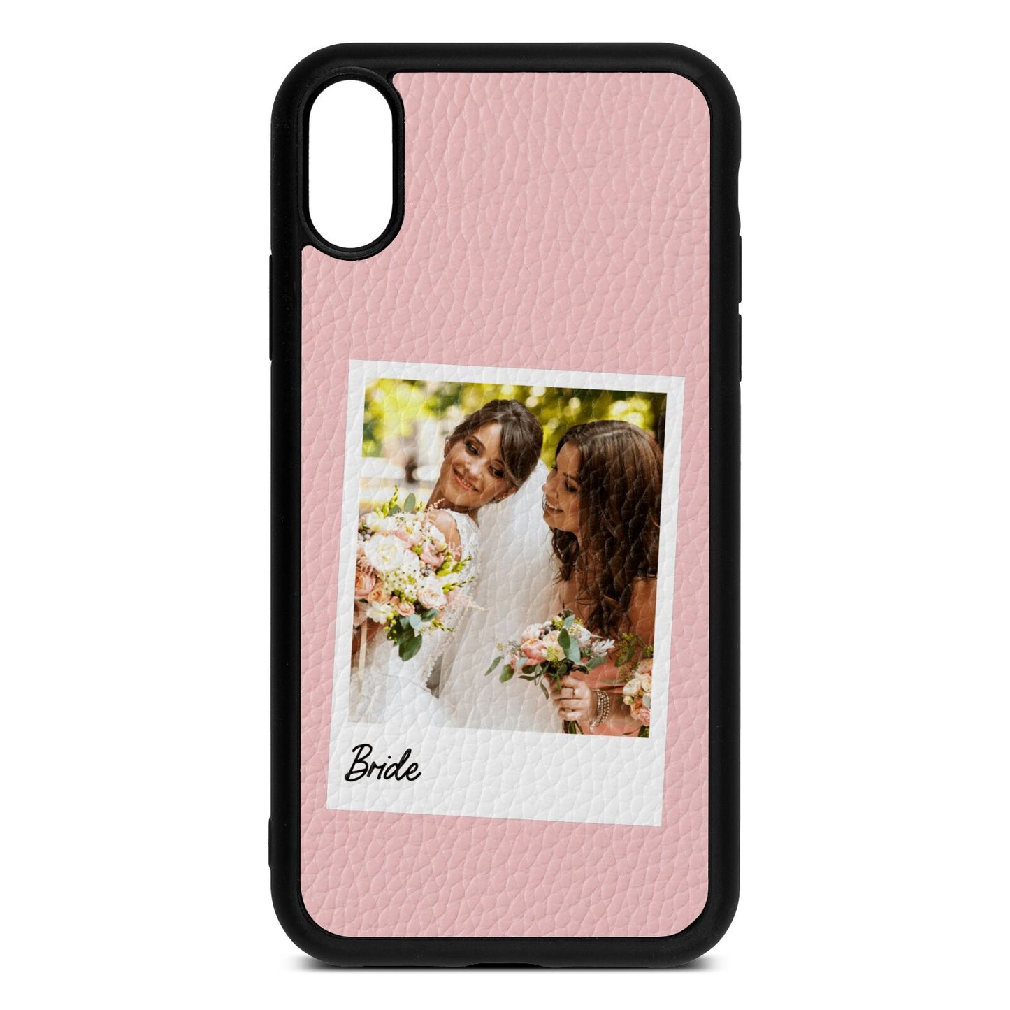 Bridal Photo Pink Pebble Leather iPhone Xr Case