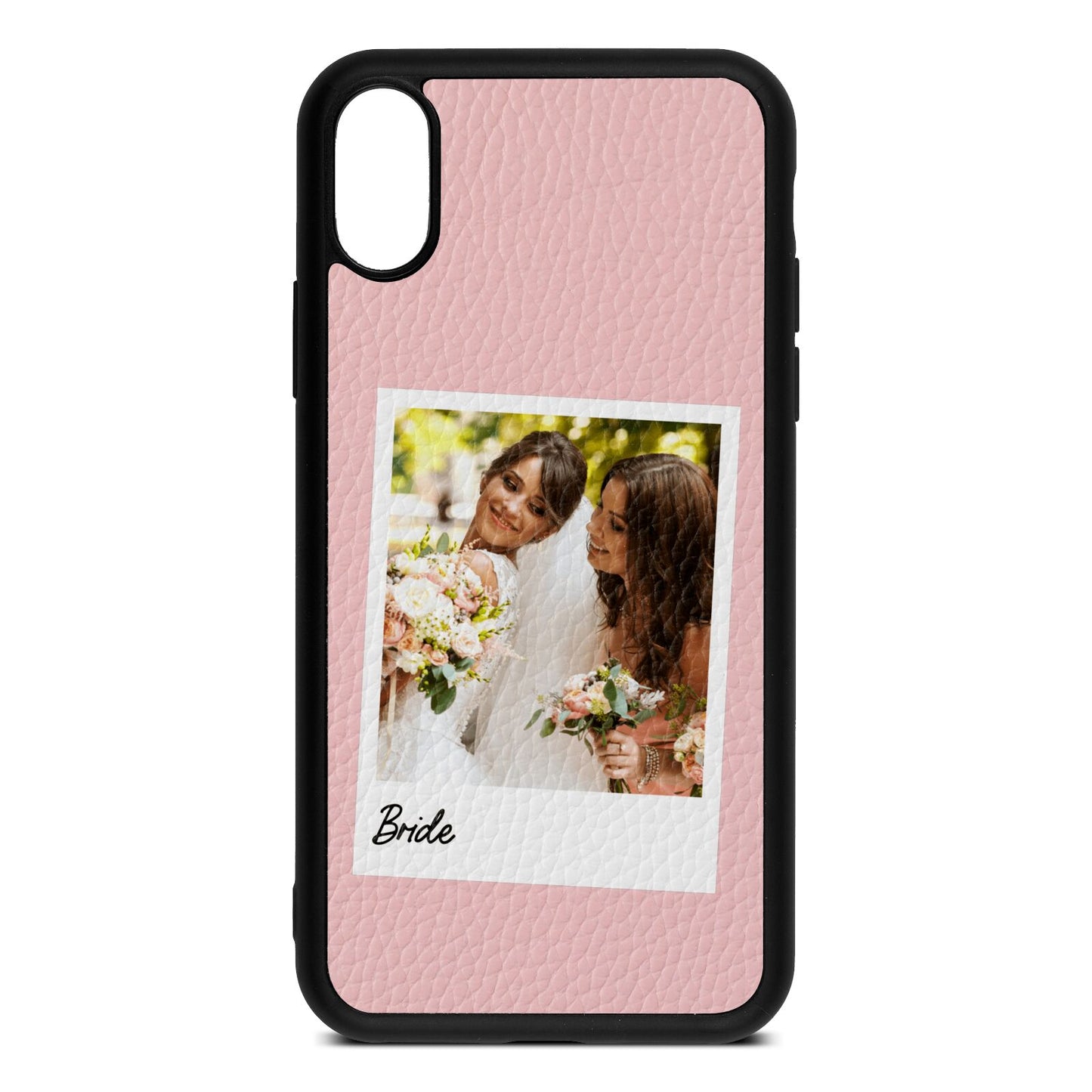 Bridal Photo Pink Pebble Leather iPhone Xs Case