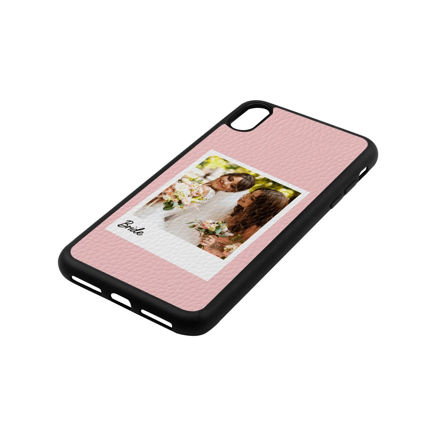 Bridal Photo Pink Pebble Leather iPhone Xs Max Case Side Angle