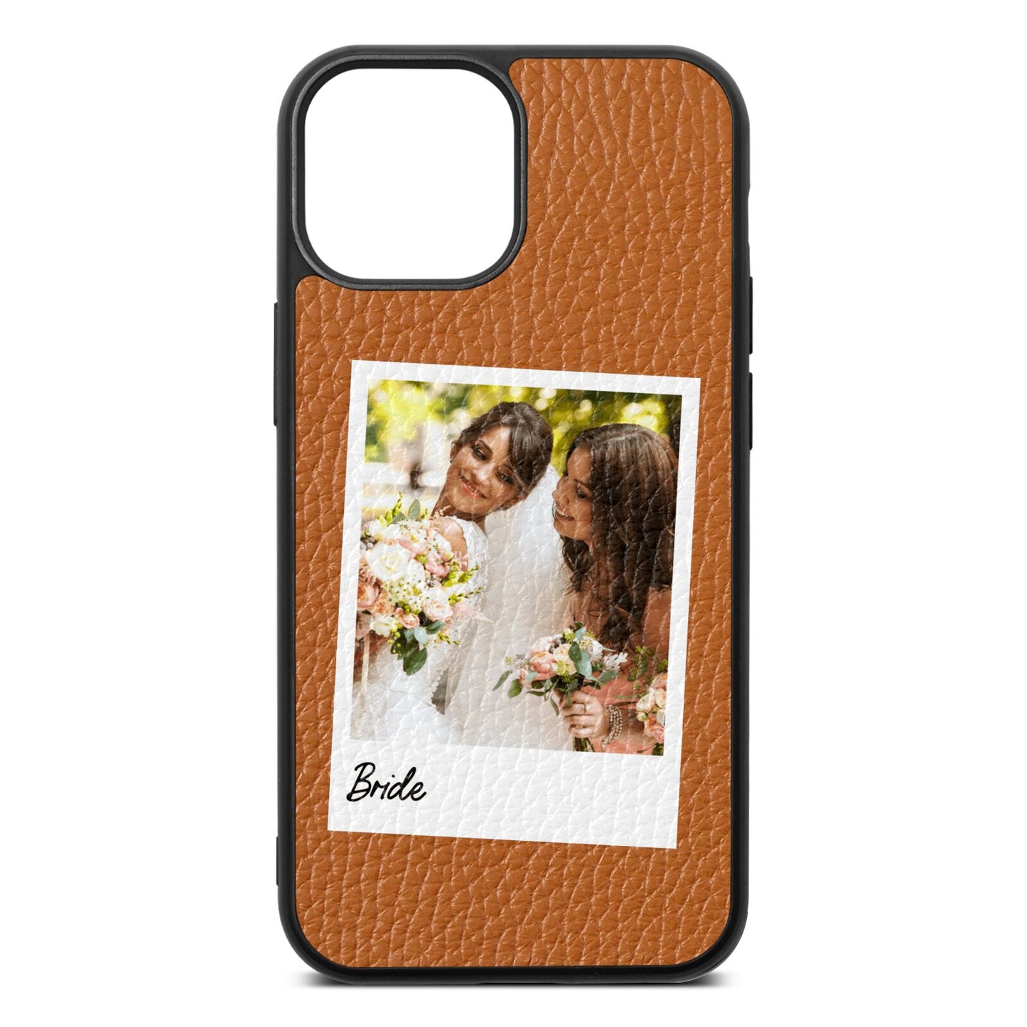 Bridal Photo Tan Pebble Leather iPhone 13 Mini Case
