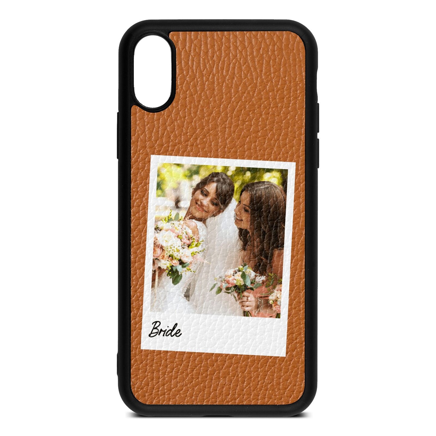 Bridal Photo Tan Pebble Leather iPhone Xs Case