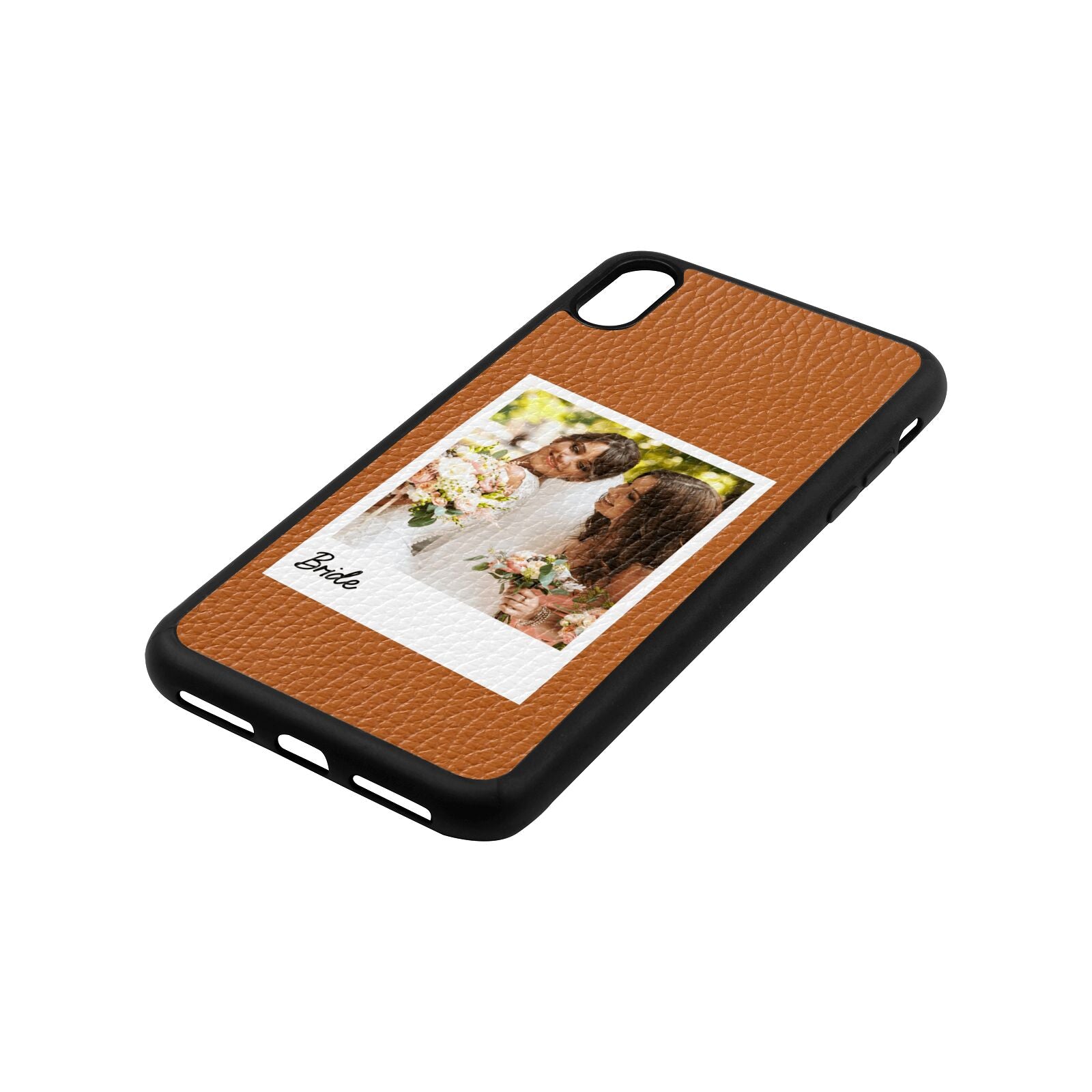 Bridal Photo Tan Pebble Leather iPhone Xs Max Case Side Angle