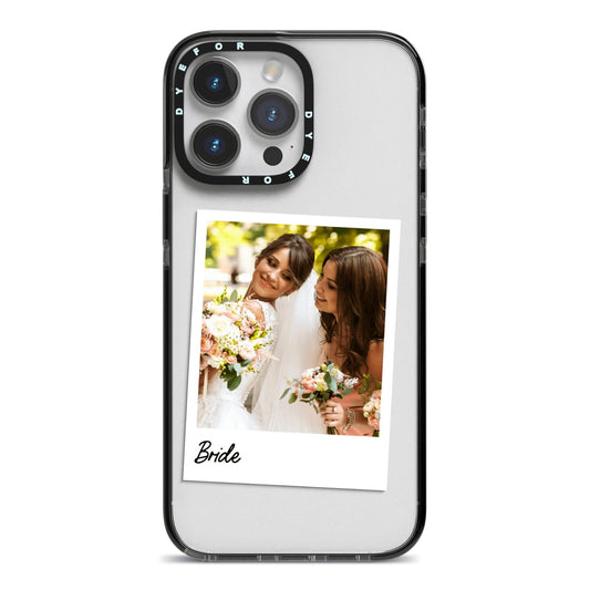 Bridal Photo iPhone 14 Pro Max Black Impact Case on Silver phone