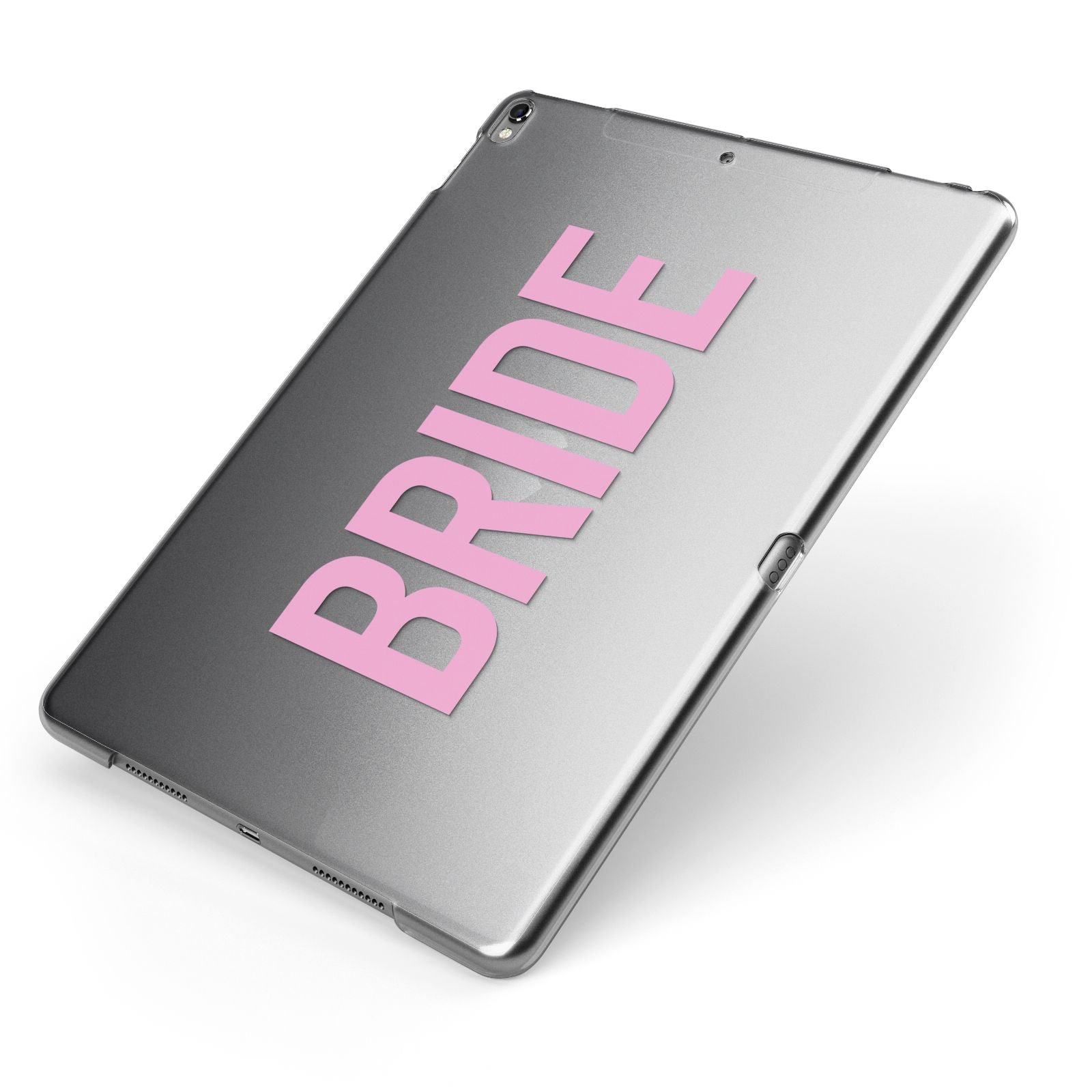 Bride Pink Apple iPad Case on Grey iPad Side View