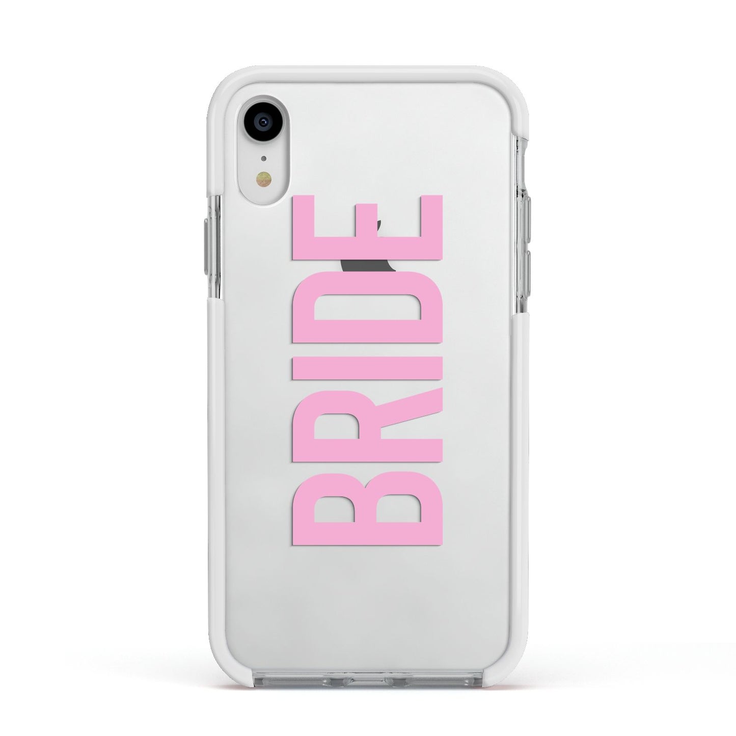 Bride Pink Apple iPhone XR Impact Case White Edge on Silver Phone
