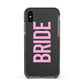 Bride Pink Apple iPhone Xs Impact Case Black Edge on Black Phone