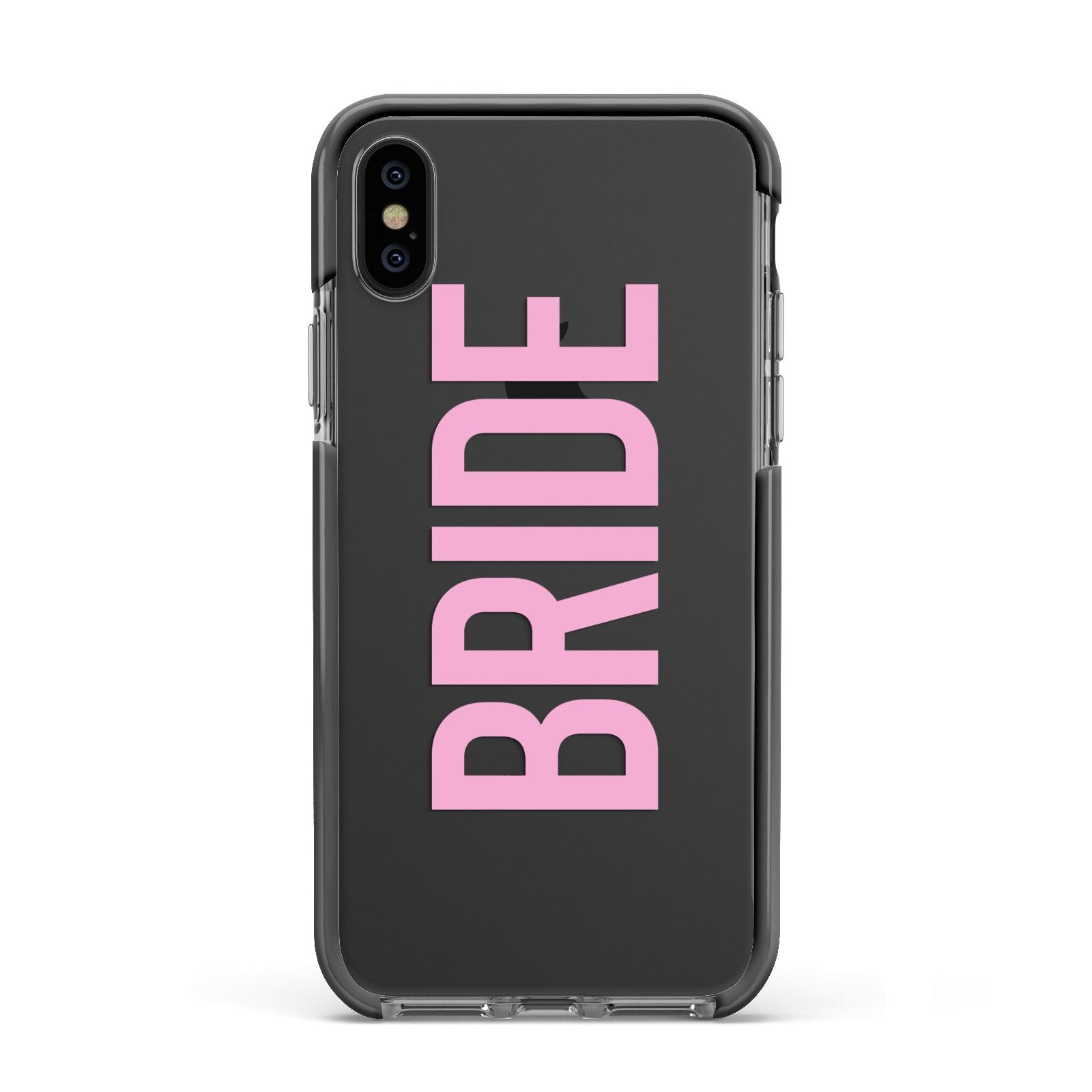 Bride Pink Apple iPhone Xs Impact Case Black Edge on Black Phone