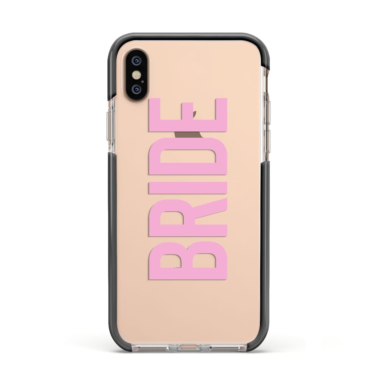Bride Pink Apple iPhone Xs Impact Case Black Edge on Gold Phone