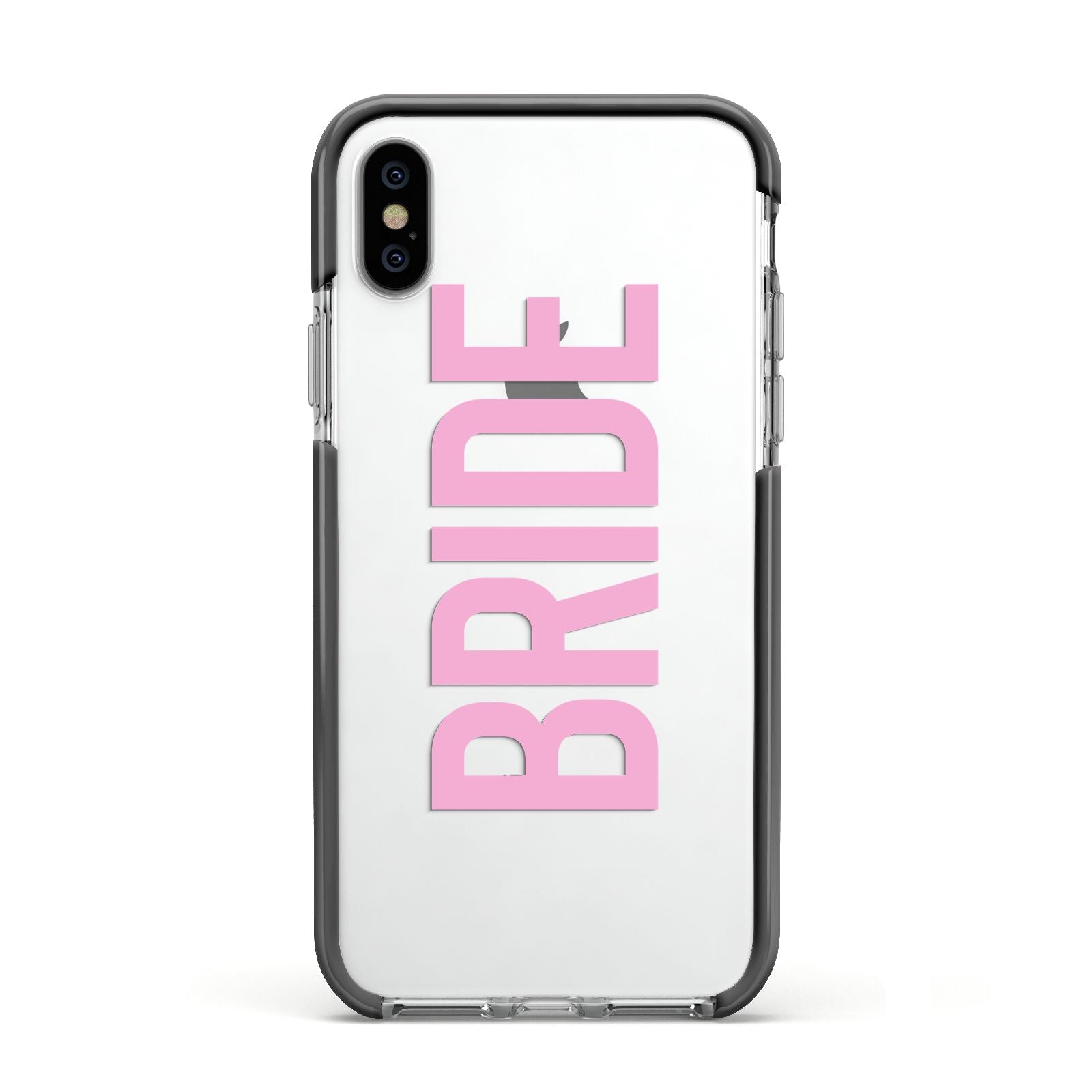 Bride Pink Apple iPhone Xs Impact Case Black Edge on Silver Phone