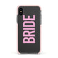 Bride Pink Apple iPhone Xs Impact Case Pink Edge on Black Phone