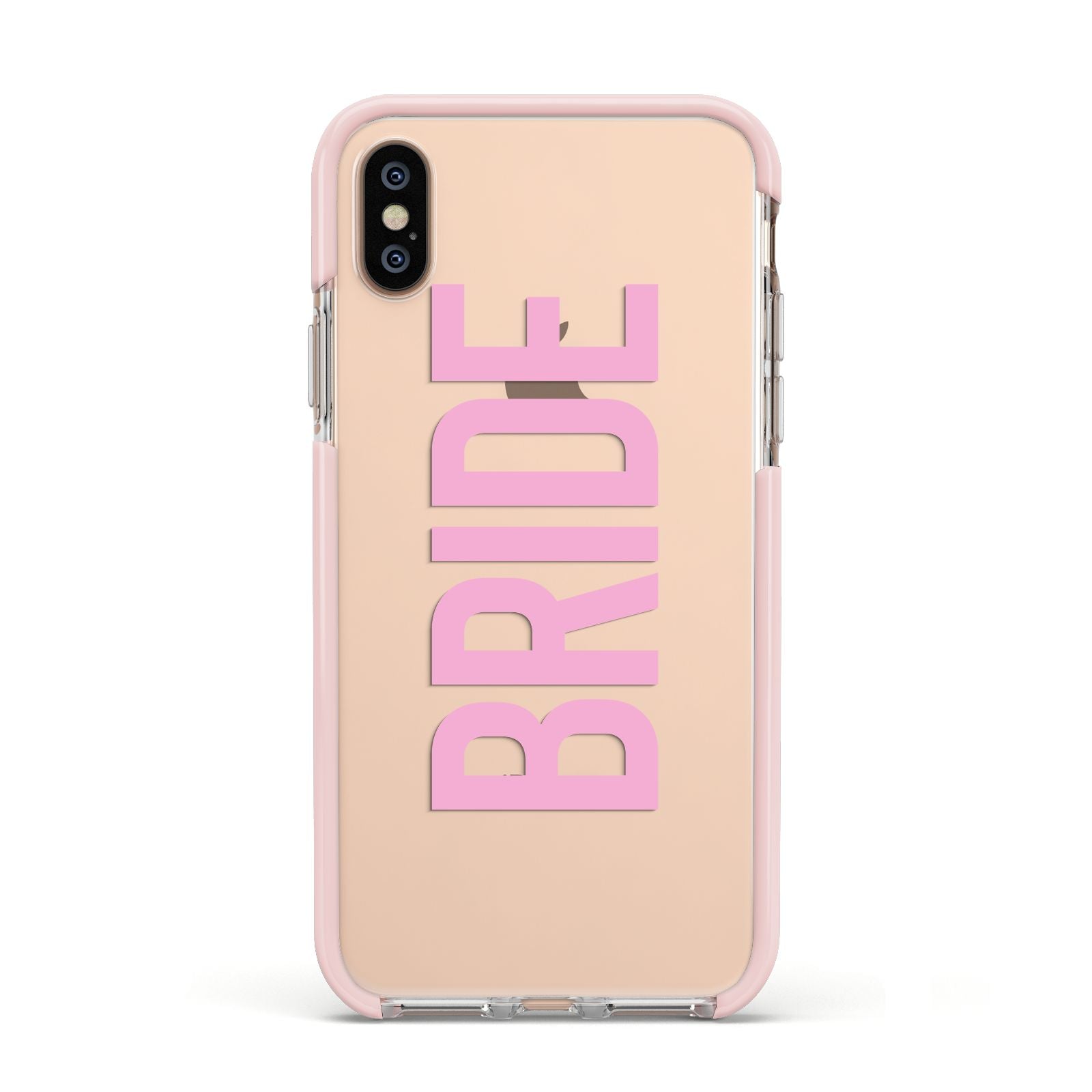 Bride Pink Apple iPhone Xs Impact Case Pink Edge on Gold Phone