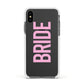 Bride Pink Apple iPhone Xs Impact Case White Edge on Black Phone