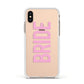 Bride Pink Apple iPhone Xs Impact Case White Edge on Gold Phone