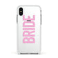 Bride Pink Apple iPhone Xs Impact Case White Edge on Silver Phone