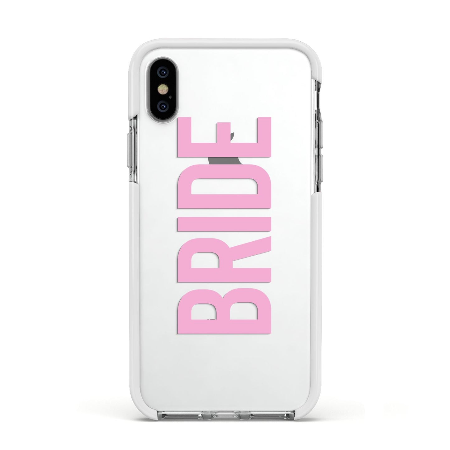 Bride Pink Apple iPhone Xs Impact Case White Edge on Silver Phone
