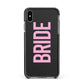 Bride Pink Apple iPhone Xs Max Impact Case Black Edge on Black Phone